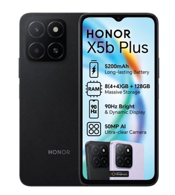 Honor X5b Plus 128GB 4G Dual Sim Smartphone Midnight Black - 50MP Camera