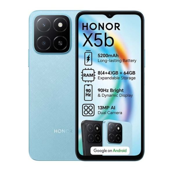 Honor X5b 4G smartphone in blue with 13MP camera and dual SIM support